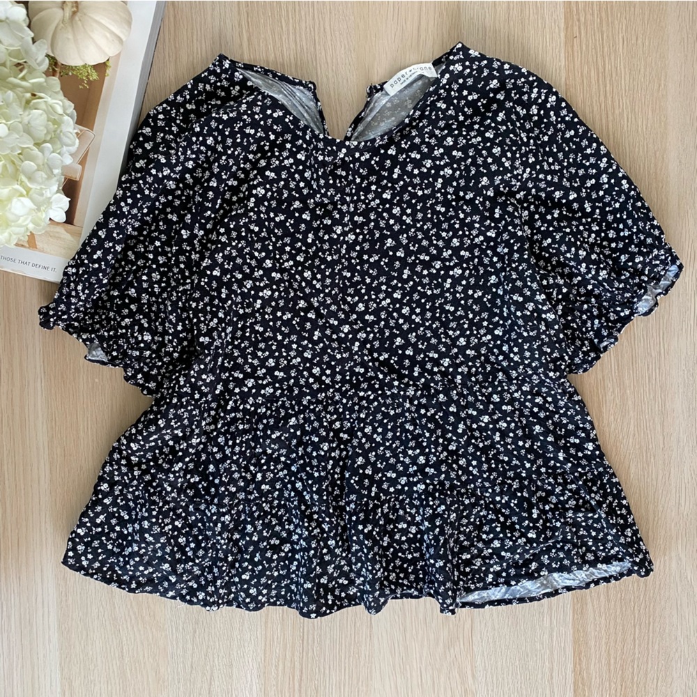 Black floral blouse